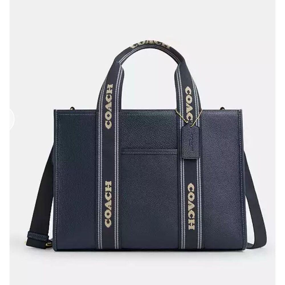 🔥🎁NWT! Coach Smith Tote Handbag Pebble Leather Denim Blue CBM10 Msrp:$428.00 - Picture 2 of 11